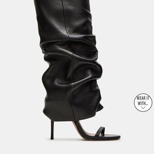 Steve Madden Black Slouchy Leather Stiletto Knee Boots